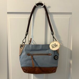 NWT! The Sak Harbor Colorblock Indio Leather Medium Zip Shoulder Bag